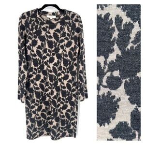 Ann Taylor Black and Cream Floral Midi Dress